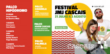 Imagem de jovens divertidos a dançar com cores da Jornada Mundial da Juventude. Texto adicional sobre o evento