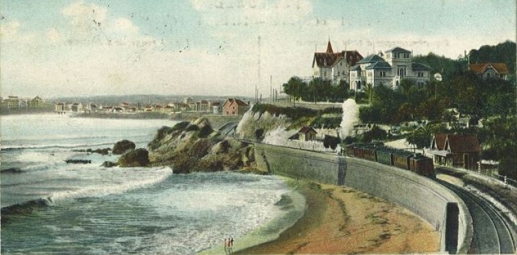 Comboio a vapor junto à estação de caminho-de-ferro do Monte Estoril, c. 1900 | Coleção José Santos Fernandes – Arquivo Histórico Municipal