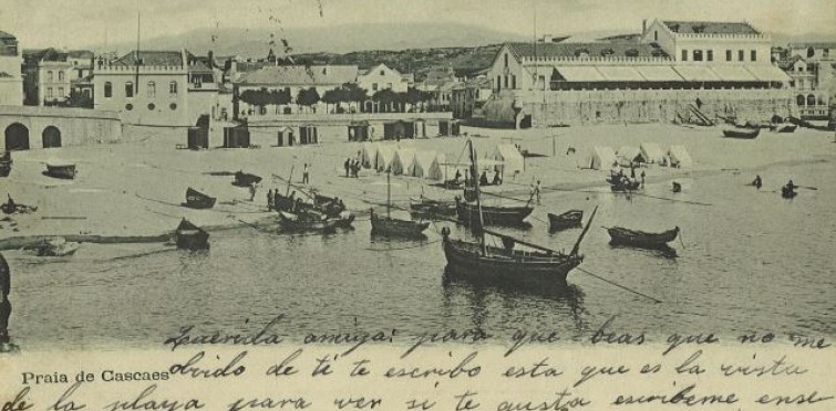 Praia da Ribeira, em Cascais, c. 1900 | Coleção Maria Albertina Madruga – Arquivo Histórico Municipal