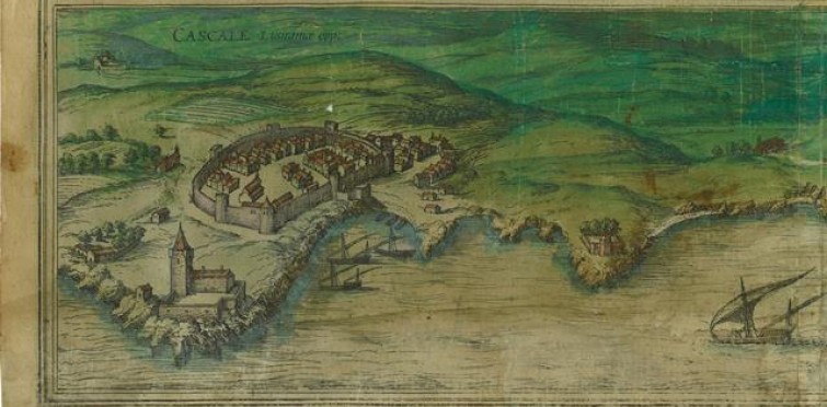 Panorâmica de Cascais, impressa em 1572 | Coleção Almarjão - Arquivo Histórico Municipal