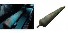 Canhão de bronze, antes e depois do tratamento de estabilização | Museu do Mar – Rei D. Carlos