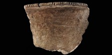 Fragmento de taça de cerâmica, com decoração denteada no bordo